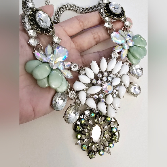 Huge y2k statement glam rhinestone bib necklace ✨️ J Crew Style - Picture 7 of 9